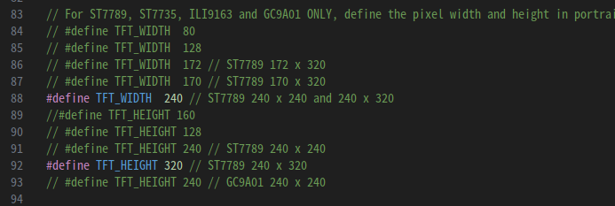 TFT_eSPI setup for resolution