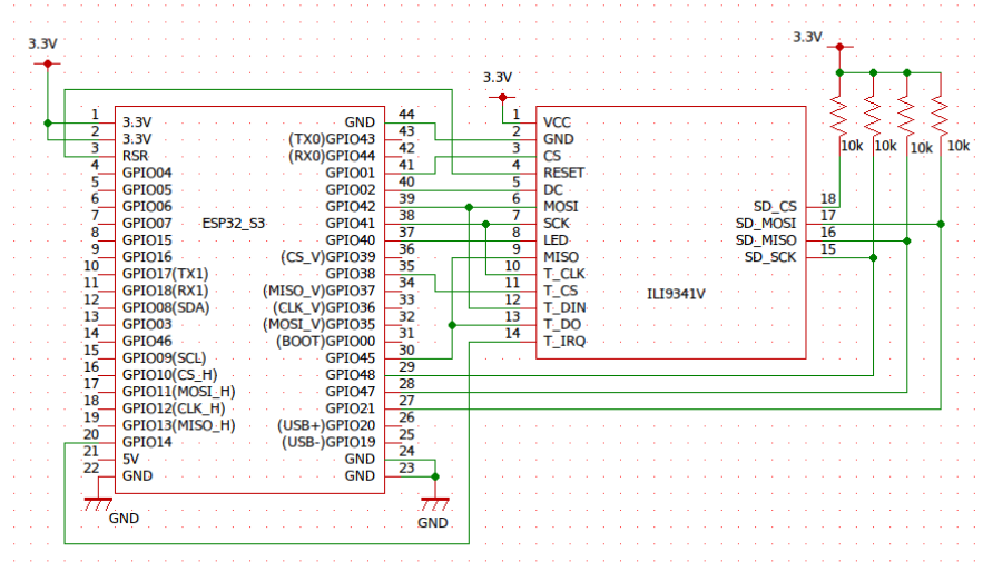 Schematic of ESP32 & LCD
