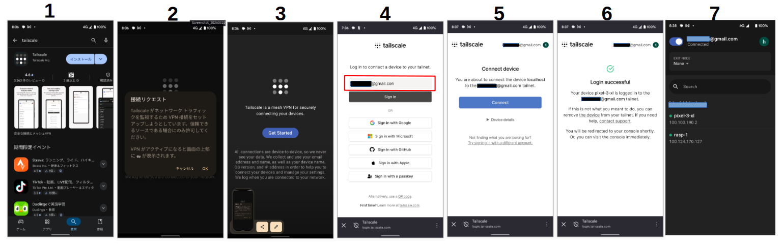 Install process of Tailscale (cell phone)